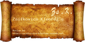Zsifkovics Kleofás névjegykártya
